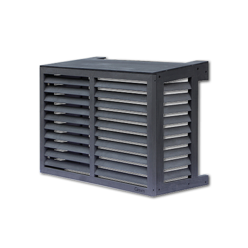 Qventi Airconditioner cover houtcomposiet basis Grijs 100x75x50cm