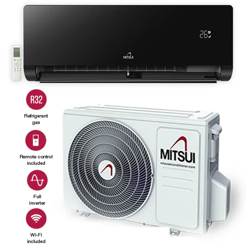 Mitsui Dynamic PLatinum 9000 btu, 2.5Kw A++/A++, gas R32 SET Zwart